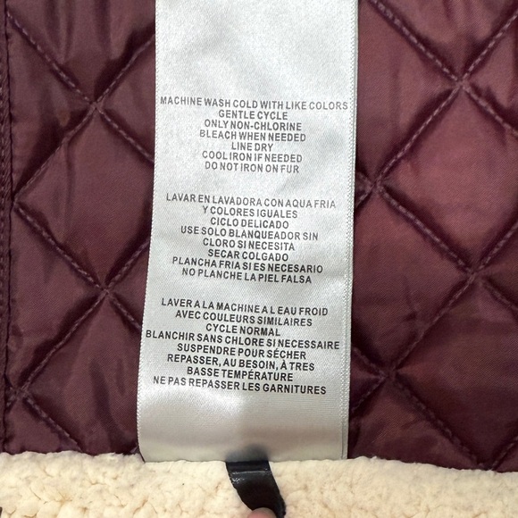 Levi Strauss Sherpa Faux Fur Trim Parka Coat Jacket Medium M Burgundy Cold Weath - Picture 4 of 16